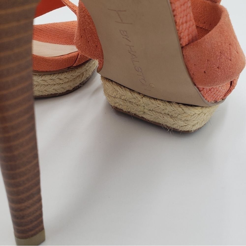 Halston Orange Espadrille Platform Pumps Size 10 - Picture 12 of 15